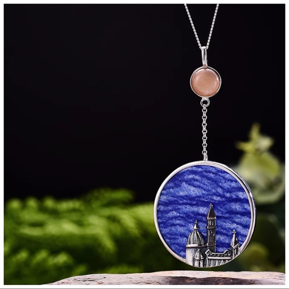 Artisan Handmade Aventurine 925 Silver The Zuwena Cathedral Necklace - Picture 6 of 7